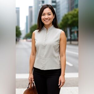 Loewe 100% Silk sleeveless blouse tank cream ivory sz 40 10 Large luxury Rare